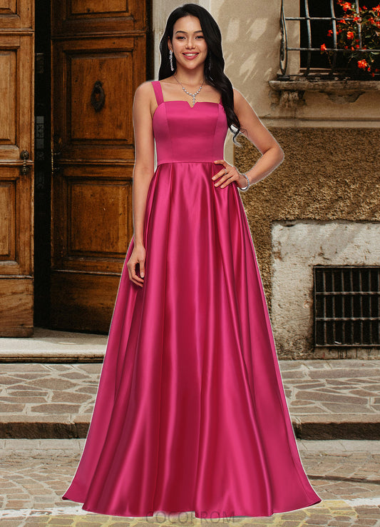 Melanie Ball-Gown/Princess V-Neck Sweep Train Satin Prom Dresses DBP0022215