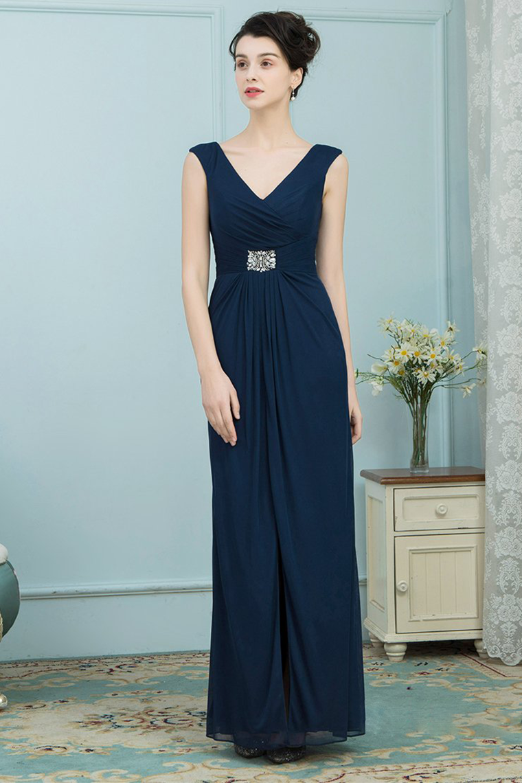 Sarahi V-Neck Chiffon A-Line/Princess Floor Length Natural Waist Sleeveless Bridesmaid Dresses