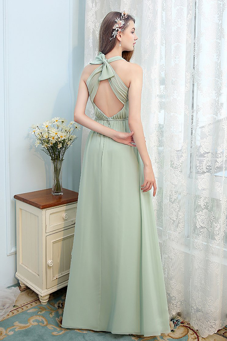 Ansley Sleeveless Floor Length V-Neck A-Line/Princess Natural Waist Chiffon Bridesmaid Dresses