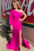 One-Shoulder Hot Pink Tight Long Prom Dress