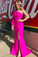 One-Shoulder Hot Pink Tight Long Prom Dress