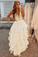 A-line Tiered Ruffles Light Yellow Tulle Prom Dress