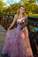 Sexy Spaghetti Straps Pink Tulle Long Prom Dress With Appliques