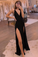 Simple Black Long Prom Dress Side Split Evening Dress