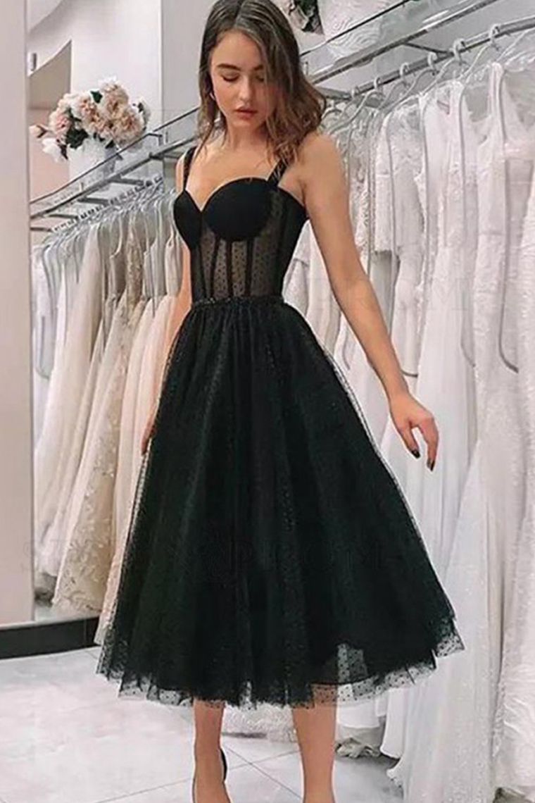 Cute Straps Short Prom Dress Black Fairy Vintage Homecoming Party Dresses