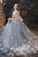 A-Line V-Neck Backless Grey Long Prom Dress With shawl