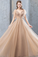 A-Line V-Neck Backless Grey Long Prom Dress With Appliques