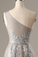 One Shoulder Long Grey Prom Dress Beaded Evening Dress