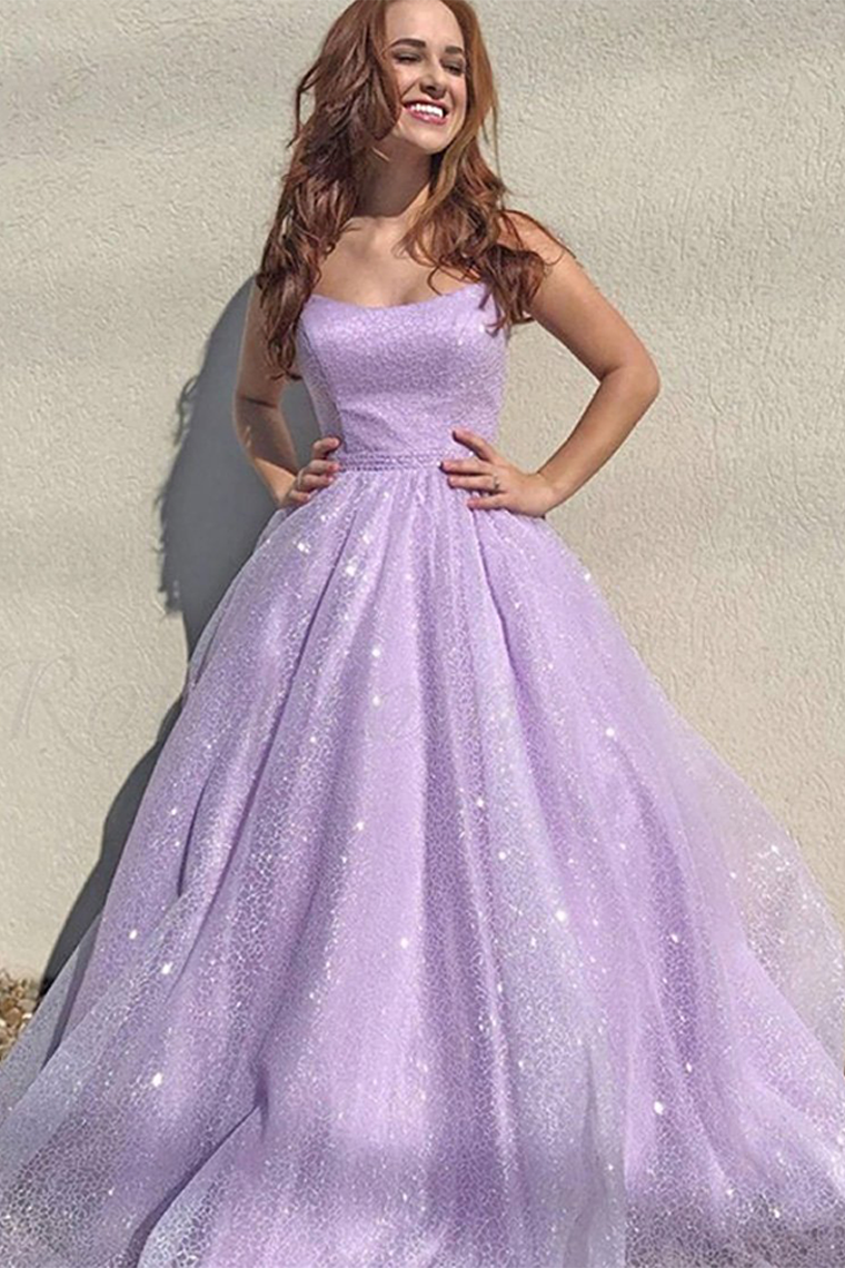 Lilac Sequins Long Prom Dress