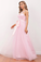 Pink Illusion Back Long Bridesmaid Dress