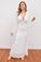 White V Neck Long Party Dress with Open Back