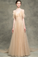 A-Line V-Neck Backless Champagne Long Prom Dress