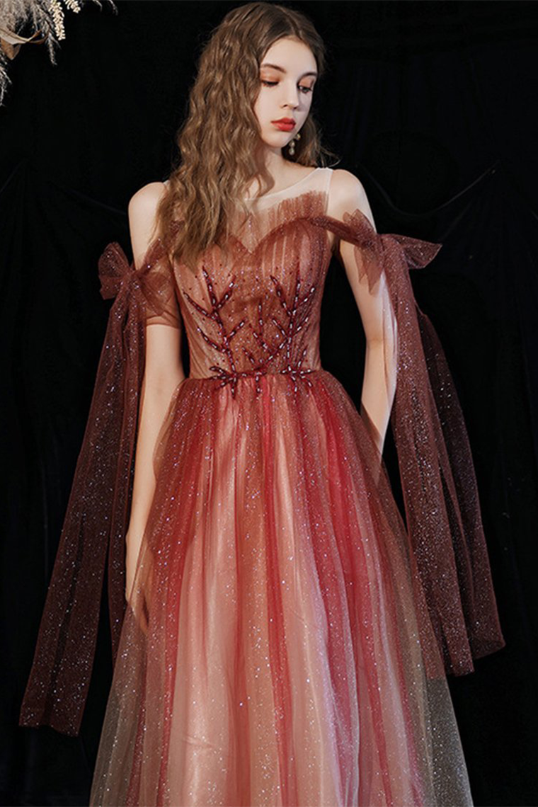 Gorgeous A-line Red Prom Dress Starlight Long Evening Dress
