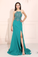 Sheath V-Neck Sparkle Prom Dress Side Split Long Evening Dress