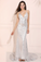 Sexy Mermaid Prom Dresses Sweep Train Backless Silver Evening Party Dresses