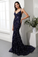 Mermaid Navy Blue Tulle Long Prom Dresses Evening Dresses With Backless