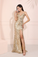 Bling Mermaid Spaghetti Straps Champagne Lace Long Prom Evening Dress With Split Front