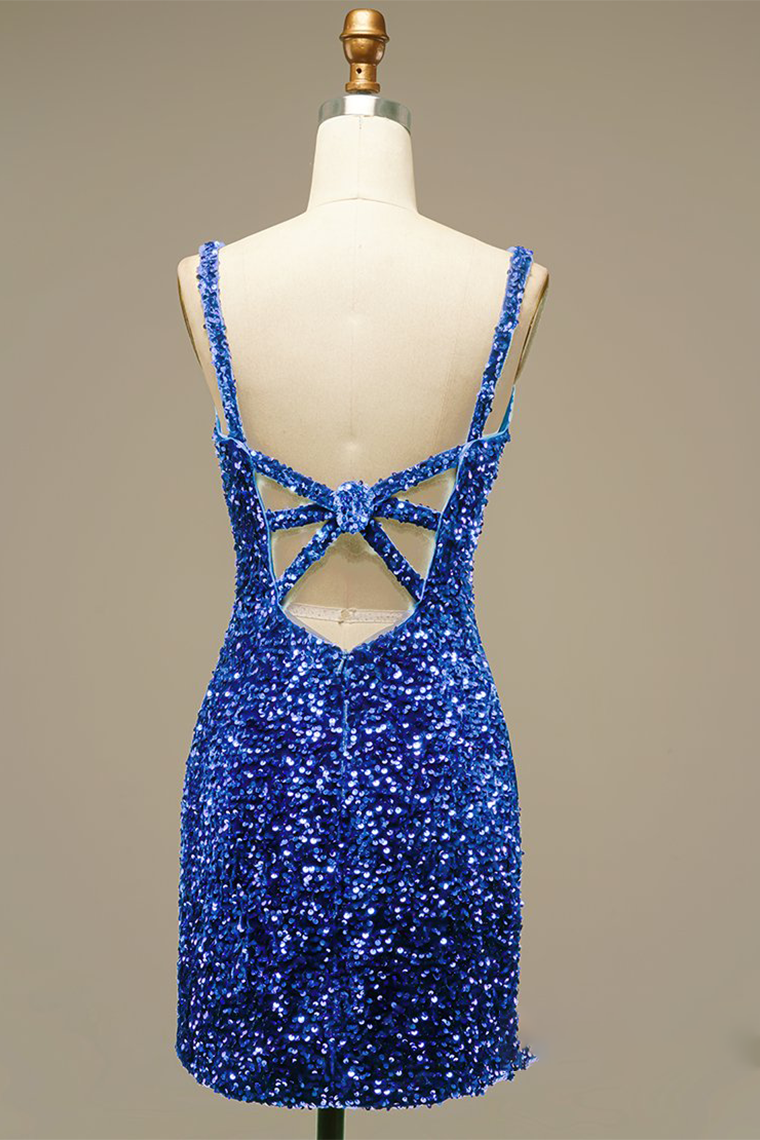 Glitter Blue Heidy Homecoming Dresses Sequins Short Prom Dress Party Dress