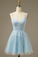 Blue Homecoming Dress With Appliques