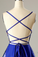 Sweet A-line Straps Short Printed Royal Blue Homecoming Dress