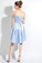 High Low Off-the-Shoulder Light Sky Blue Satin Homecoming Dress