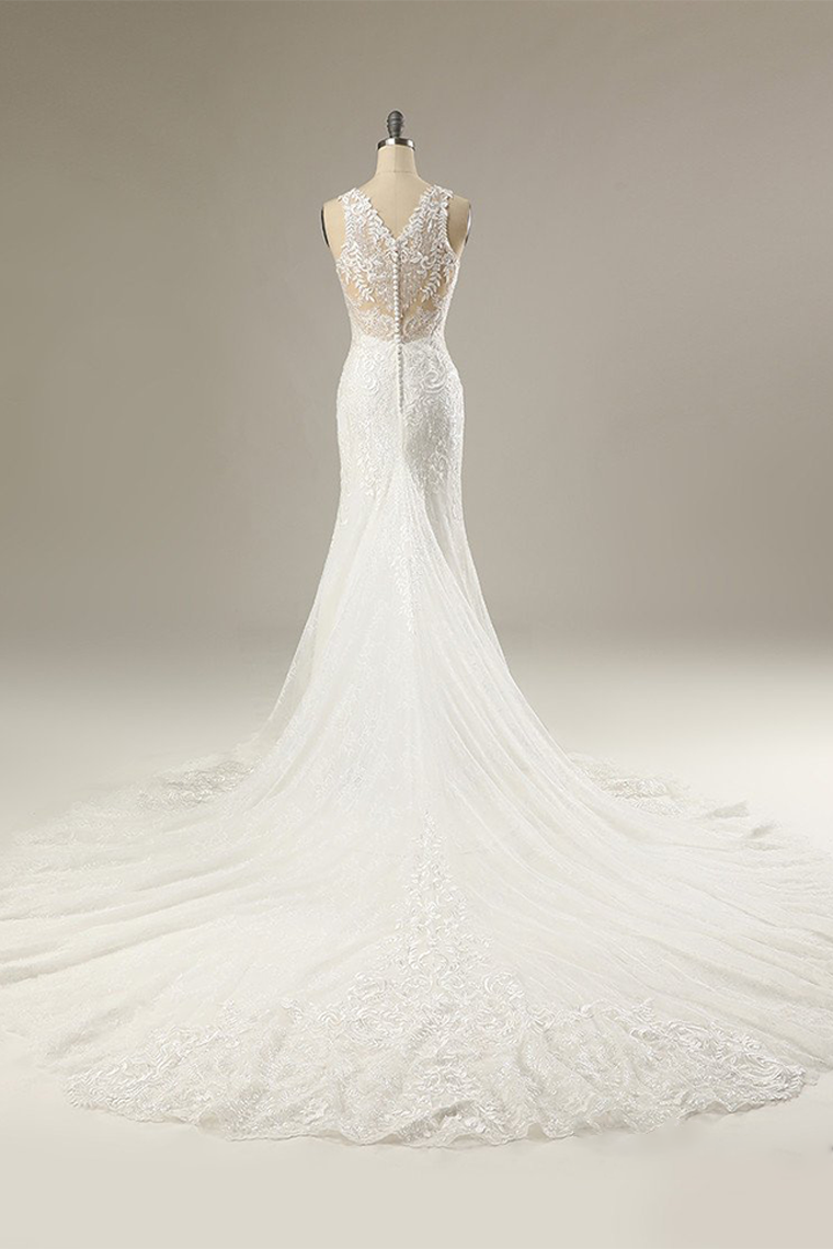 Mermaid Jewel Sleeveless Wedding Dress