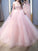 Ball Gown Jewel Long Sleeves Sweep/Brush Train Lace Tulle Dresses HEP0001809