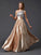 A-Line/Princess One-Shoulder Sleeveless Paillette Long Elastic Woven Satin Dresses HEP0002200