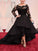 A-Line/Princess Bateau Long Sleeves Lace Asymmetrical Satin Plus Size Dresses HEP0002022