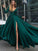 A-Line/Princess V-Neck Long Sleeves Floor-Length Ruffles Satin Chiffon Dresses HEP0001642