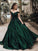 Ball Gown Off-the-Shoulder Sleeveless Floor-Length Lace Satin Dresses HEP0001374