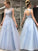 A-Line/Princess Sleeveless Sheer Neck Floor-Length Applique Tulle Dresses HEP0003440