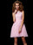 A-Line/Princess Scoop Beading Short Elastic Woven Satin Homecoming Dresses HEP0008736