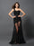 Sheath/Column One-Shoulder Applique Sleeveless Long Lace Dresses HEP0002656