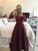A-Line/Princess Scoop Long Sleeves Sequin Floor-Length Satin Dresses HEP0001829