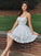A-Line/Princess Lace Applique Spaghetti Straps Sleeveless Short/Mini Homecoming Dress HEP0002530