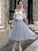 A-Line/Princess Lace Sweetheart Tulle Sleeveless Tea-Length Two Piece Dresses HEP0008931