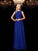 A-Line/Princess Bateau Rhinestone Sleeveless Long Chiffon Dresses HEP0009213
