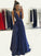 A-Line/Princess V-neck Sleeveless Floor-Length Taffeta Dresses HEP0001864