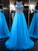 A-Line/Princess Jewel Sleeveless Sweep/Brush Train Beading Tulle Dresses HEP0001718