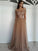 A-Line/Princess Sleeveless Off-the-Shoulder Floor-Length Applique Tulle Dresses HEP0001643