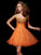 A-Line/Princess Strapless Sleeveless Beading Short Organza Homecoming Dresses HEP0008836