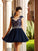 A-Line/Princess Scoop Applique Sleeveless Short Tulle Cocktail Dresses HEP0008817