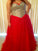 A-Line/Princess Sweetheart Sleeveless Beading Floor-Length Tulle Plus Size Dresses HEP0003490