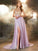 A-Line/Princess High Neck Sleeveless Sweep/Brush Train Crystal Chiffon Dresses HEP0002371