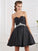 A-Line/Princess Sweetheart Sleeveless Beading Short Taffeta Homecoming Dresses HEP0008723