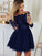 A-Line/Princess Tulle Applique Off-the-Shoulder Long Sleeves Short/Mini Homecoming Dress HEP0002741