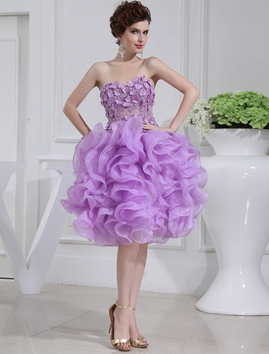 A-Line/Princess Beading Sweetheart Sleeveless Short Bailee Homecoming Dresses Cocktail Organza Dresses