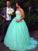 Ball Gown Sleeveless Sweetheart Tulle Sweep/Brush Train Beading Plus Size Dresses HEP0002464