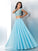 A-Line/Princess Sheer Neck Applique Short Sleeves Long Chiffon Two Piece Dresses HEP0002721